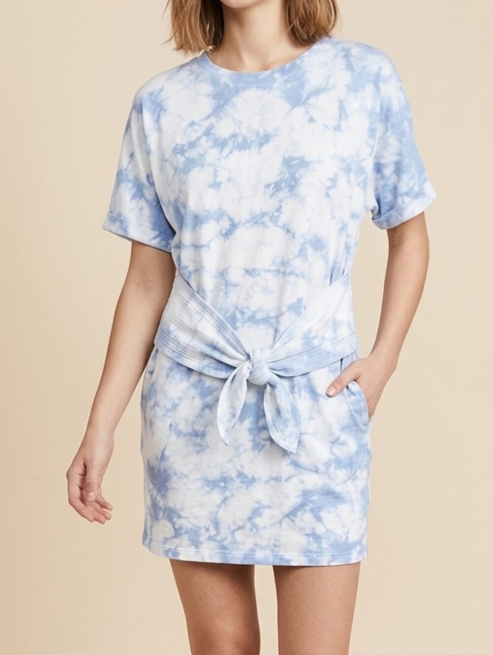 Rebecca Minkoff Marta Belted Tie-Dye Blue Dress